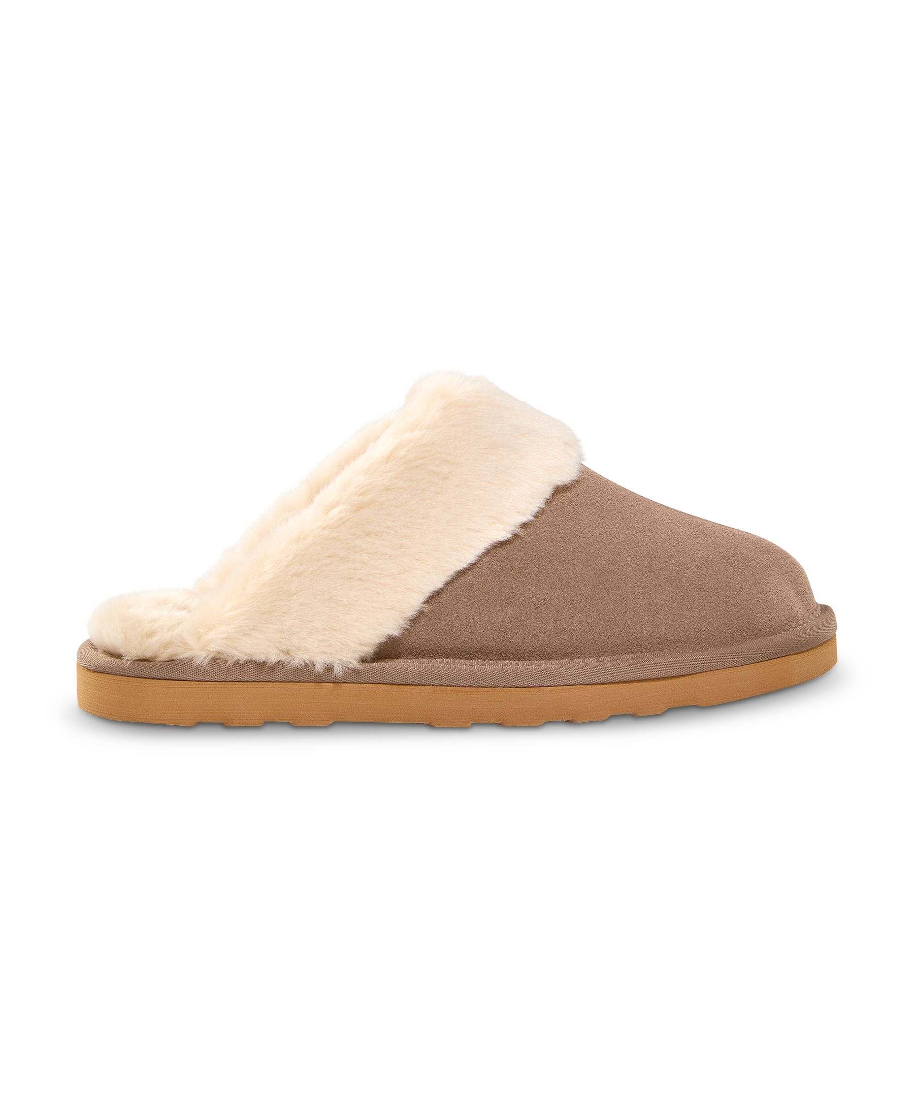 WindRiver Women's Suede Fur Collar Scuff Slippers