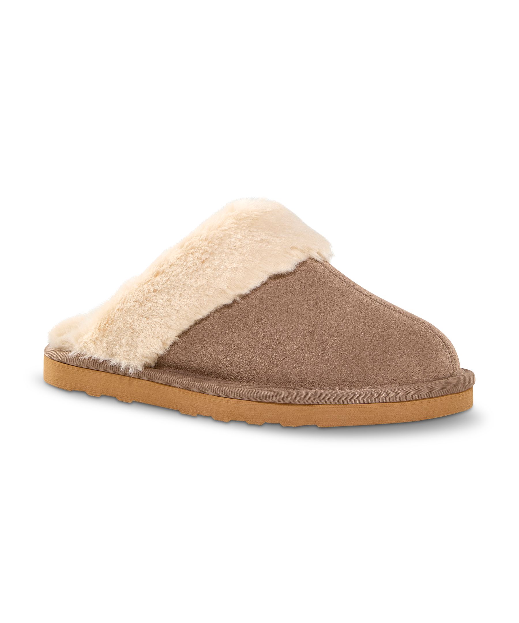 WindRiver Women's Suede Fur Collar Scuff Slippers