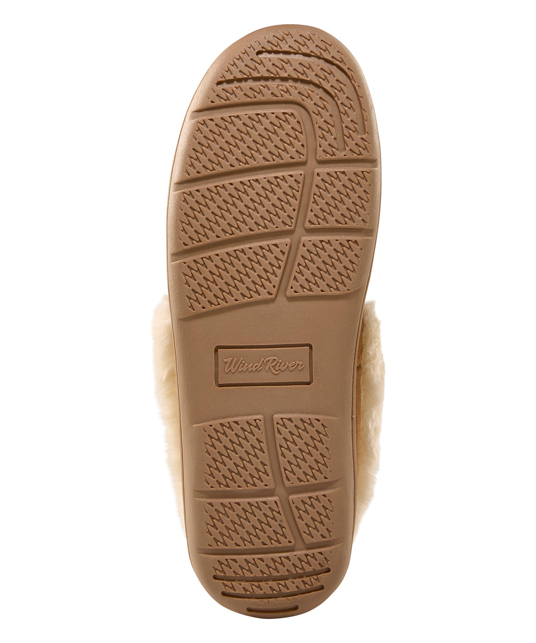 Pantoufles en suède de style mocassin avec col en fourrure pour femmes, WindRiver