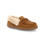 WindRiver Women's Fur Collar Suede Moc Slippers Front_Three_Fourths_Angled_Right