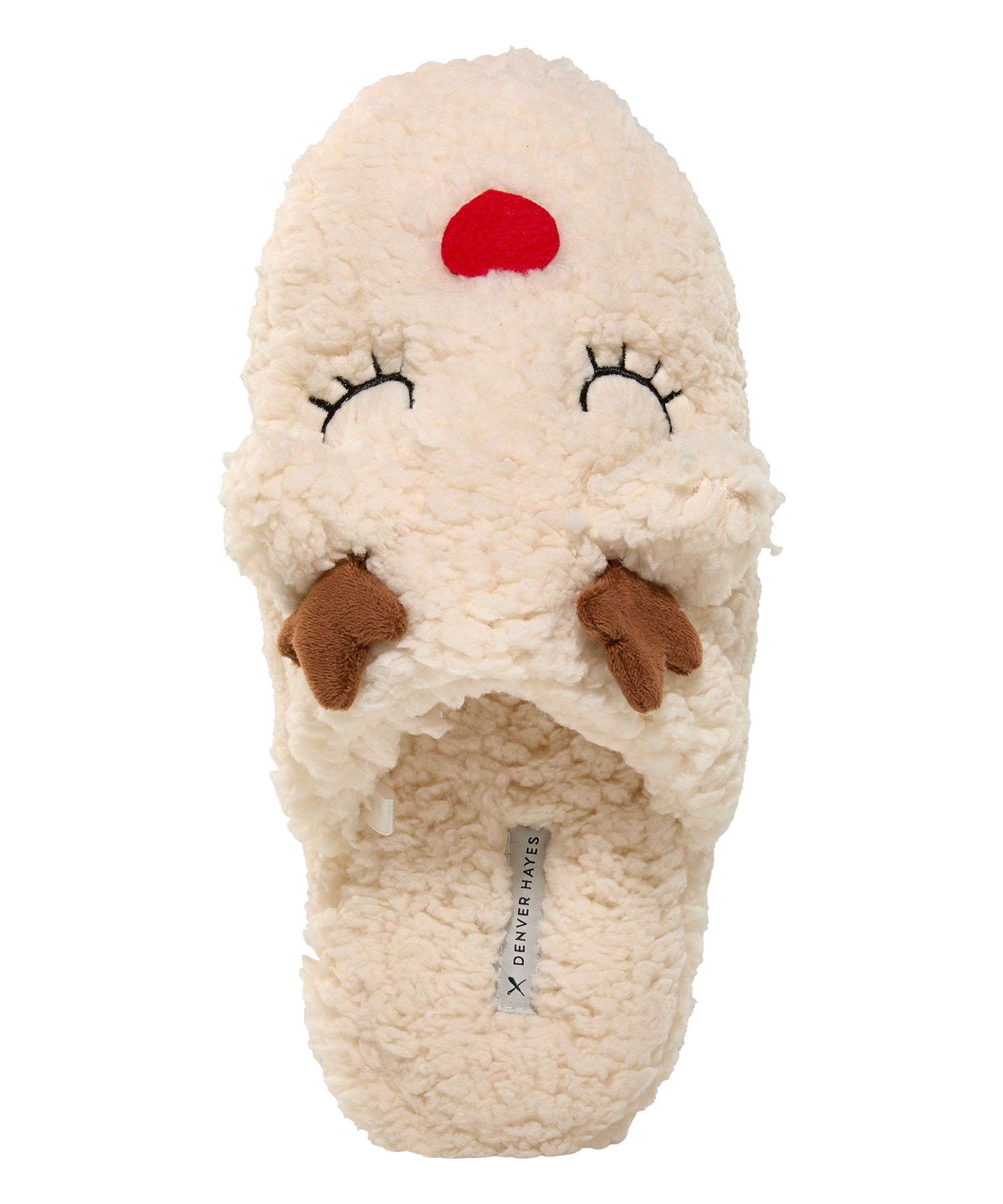 Pantoufles en molleton à motif de renne pour femmes, Denver Hayes