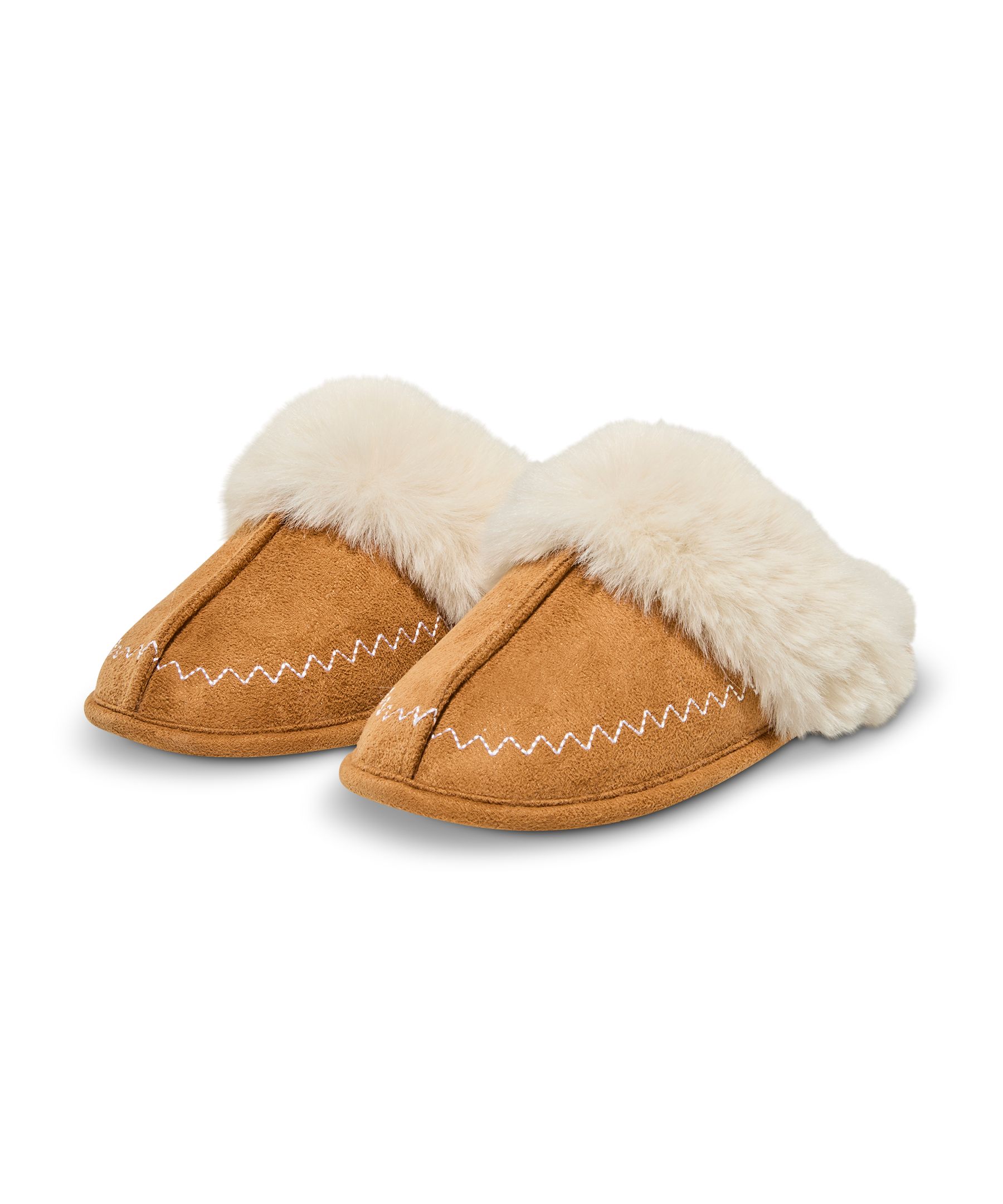 WindRiver Women's Faux Fur Stitched Slippers