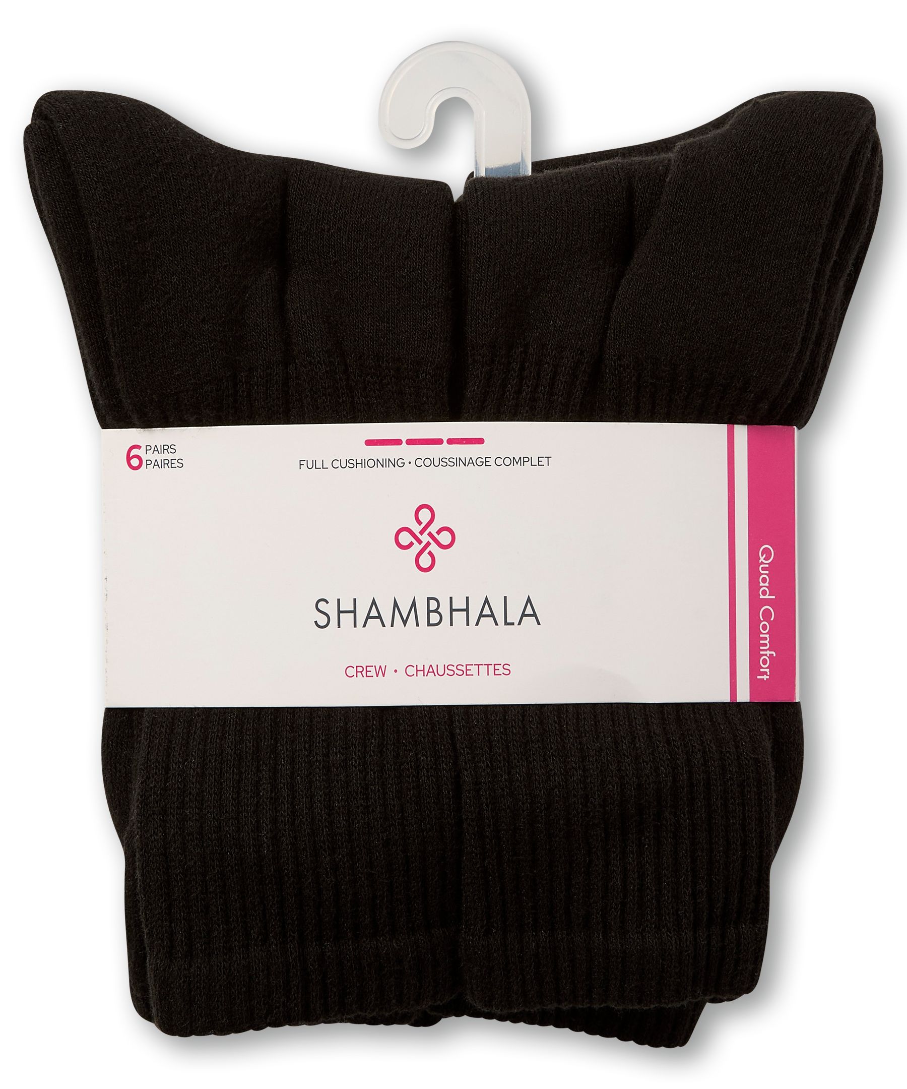 Shambhala Women's 6 pk Quad Comfort Crew Cut Sport Socks