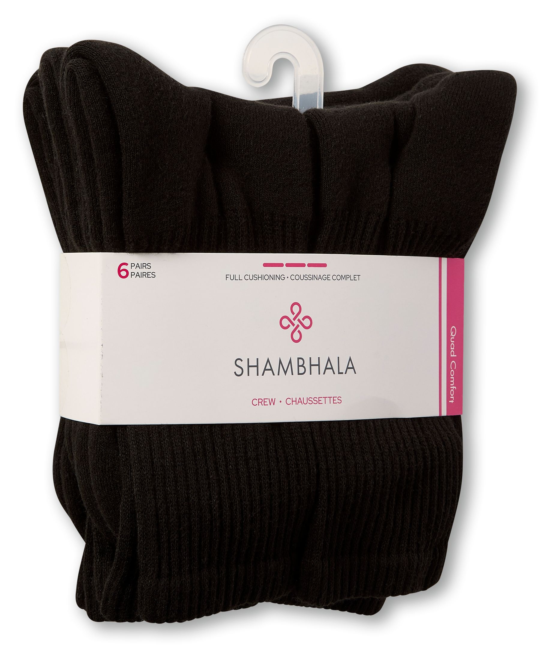 Shambhala Women's 6 pk Quad Comfort Crew Cut Sport Socks