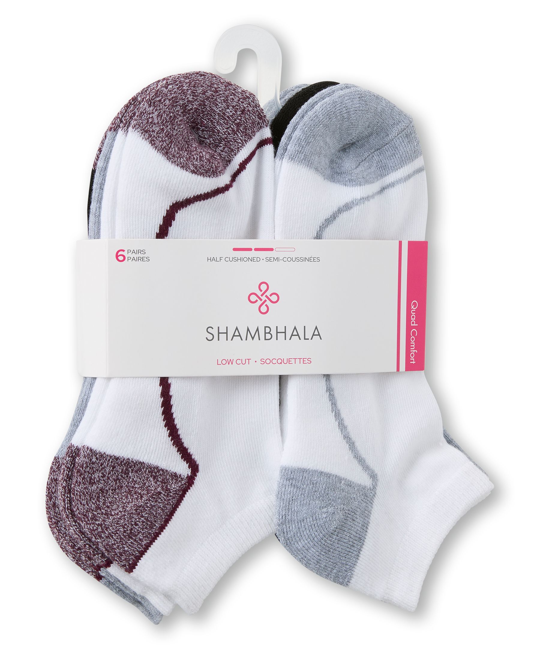 Shambhala Women's 6 pk Quad Comfort Low Cut Socks