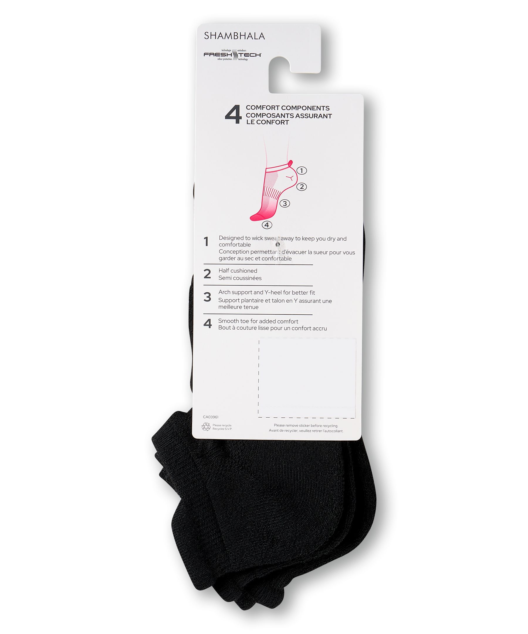 Chaussettes de sport Shambhala avec Quad Comfort, pour femmes, paquet de 3&nbsp;paires
