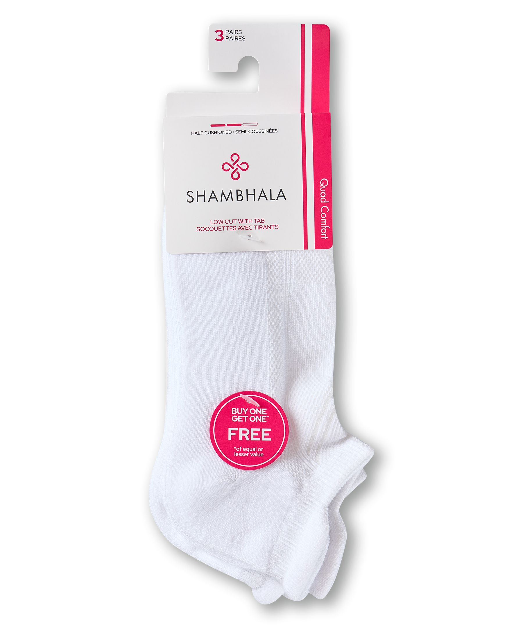 Shambhala Women's 3 Pack Quad Comfort Sport Socks