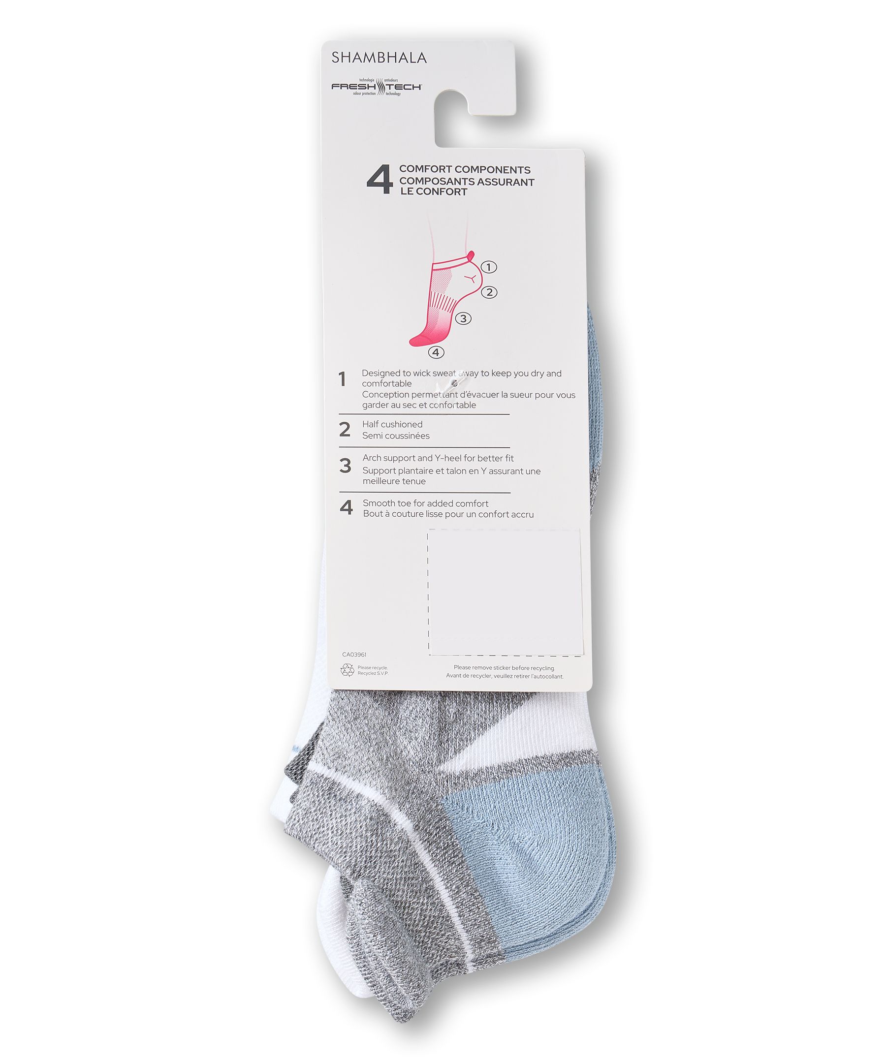 Chaussettes de sport Shambhala avec patte arrière pour femmes, paquet de 3&nbsp;paires
