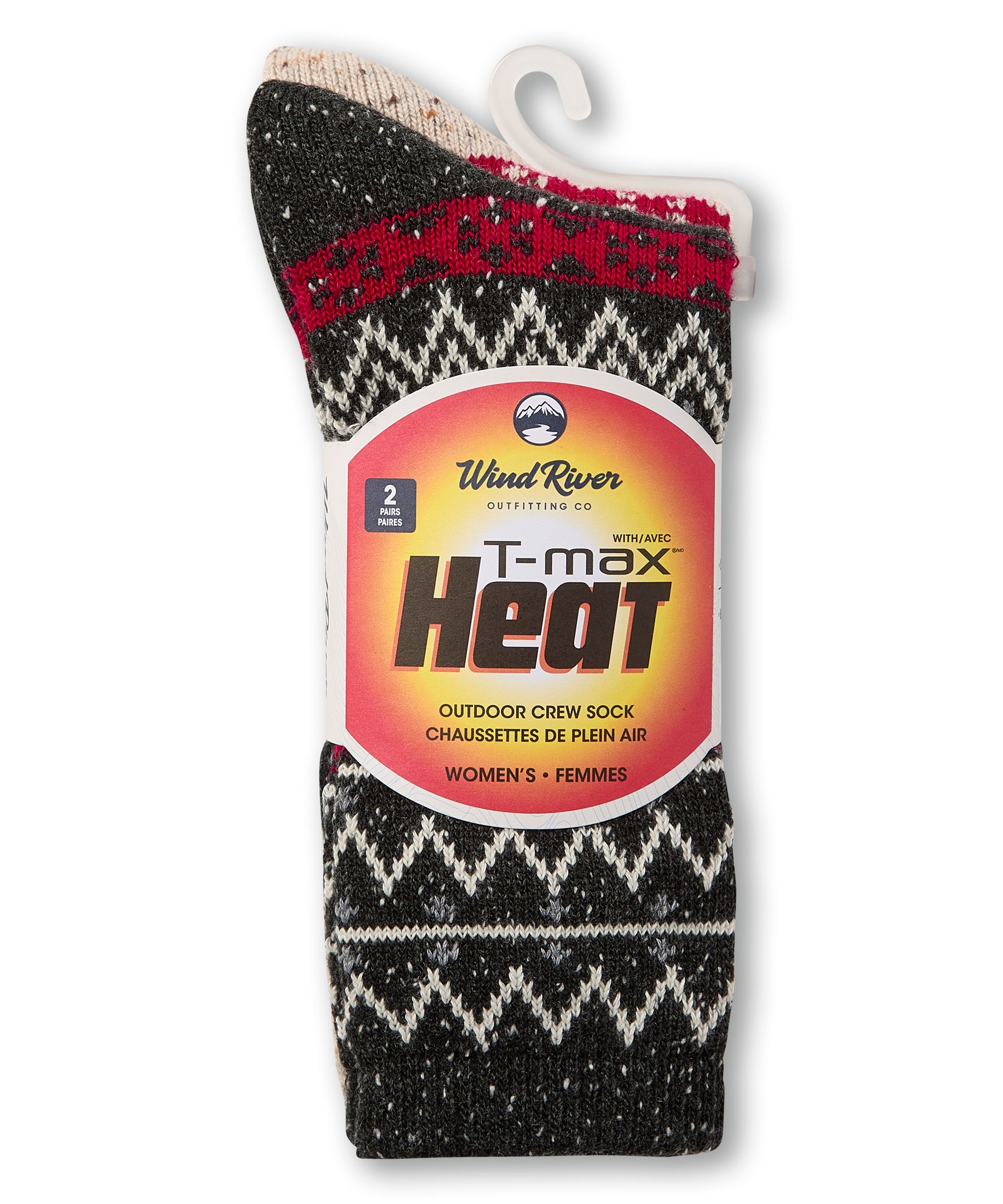 Chaussettes décontractées WindRiver T-MAX en tweed avec imprimé, pour femmes, paquet de 2&nbsp;paires