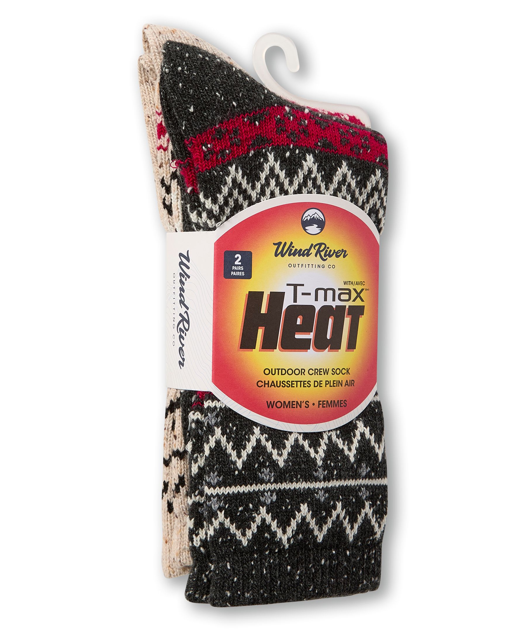 Chaussettes décontractées WindRiver T-MAX en tweed avec imprimé, pour femmes, paquet de 2&nbsp;paires