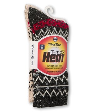 Chaussettes décontractées WindRiver T-MAX en tweed avec imprimé, pour femmes, paquet de 2 paires