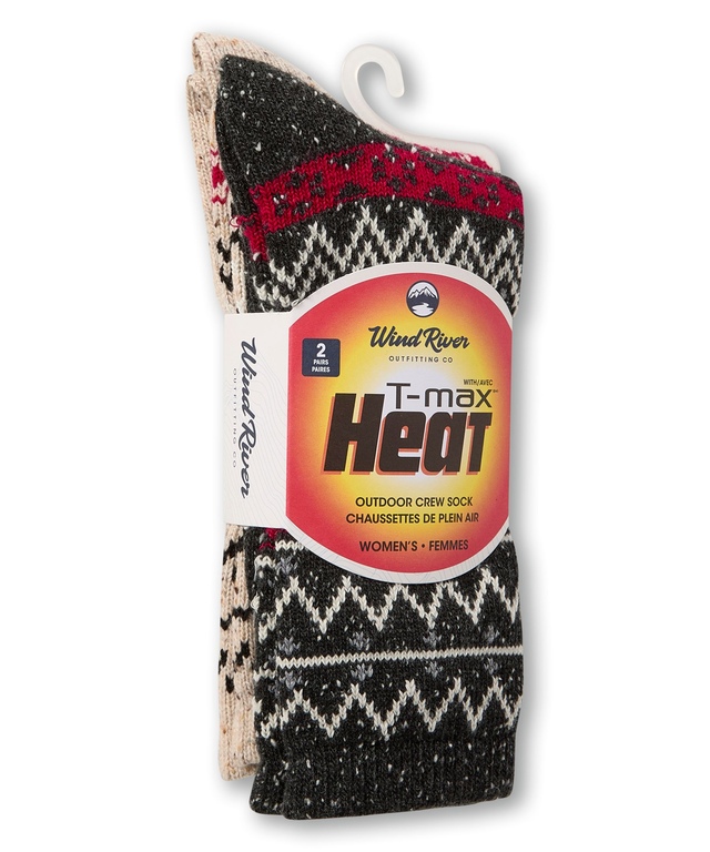 Chaussettes décontractées WindRiver T-MAX en tweed avec imprimé, pour femmes, paquet de 2 paires
