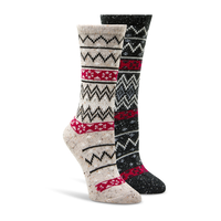 WindRiver Women's T-Max 2 Pack Tweed Print Casual Crew Socks