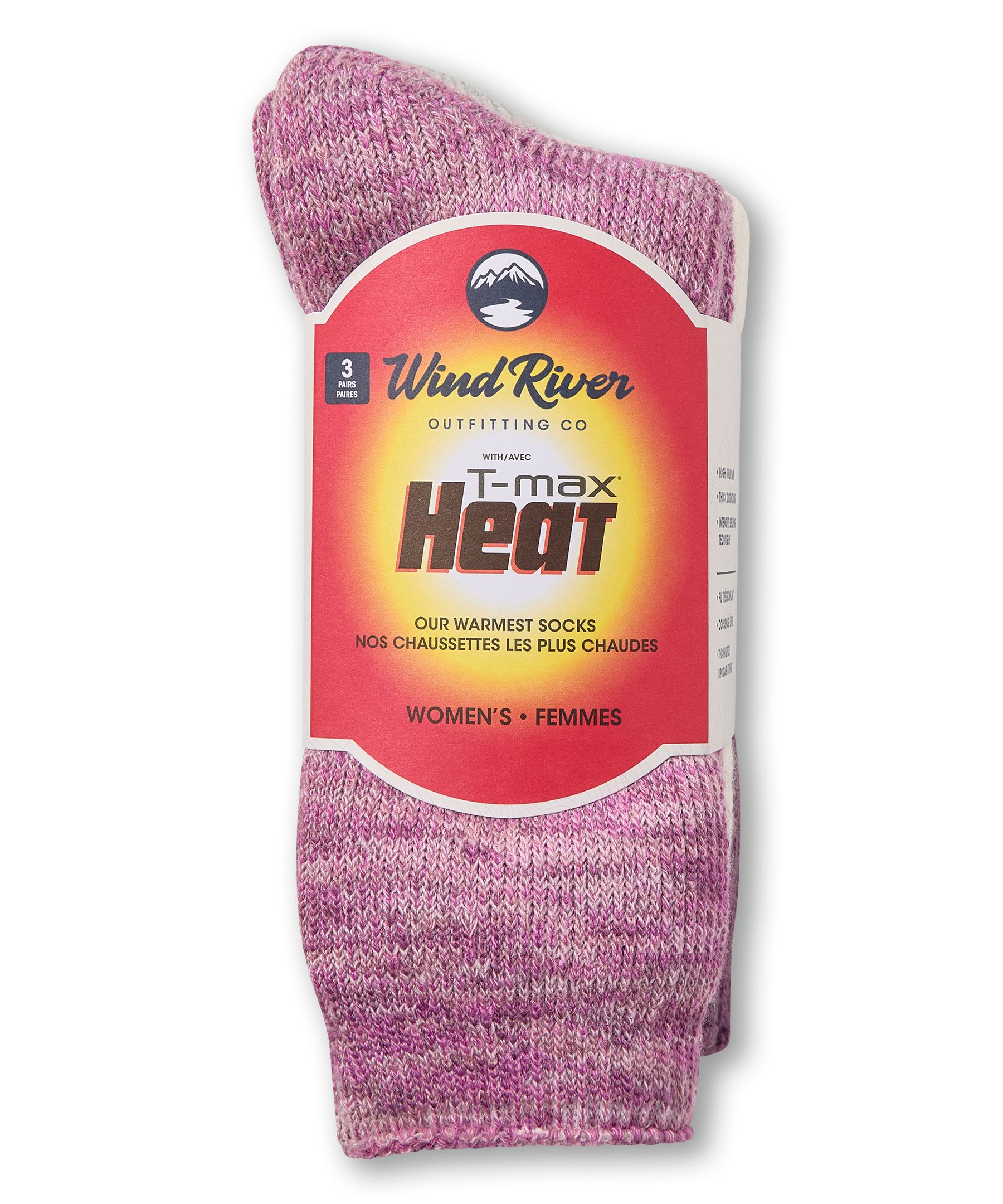 Mi-chaussettes isothermes avec T-Max pour femmes, WindRiver, paquet de 3&nbsp;paires