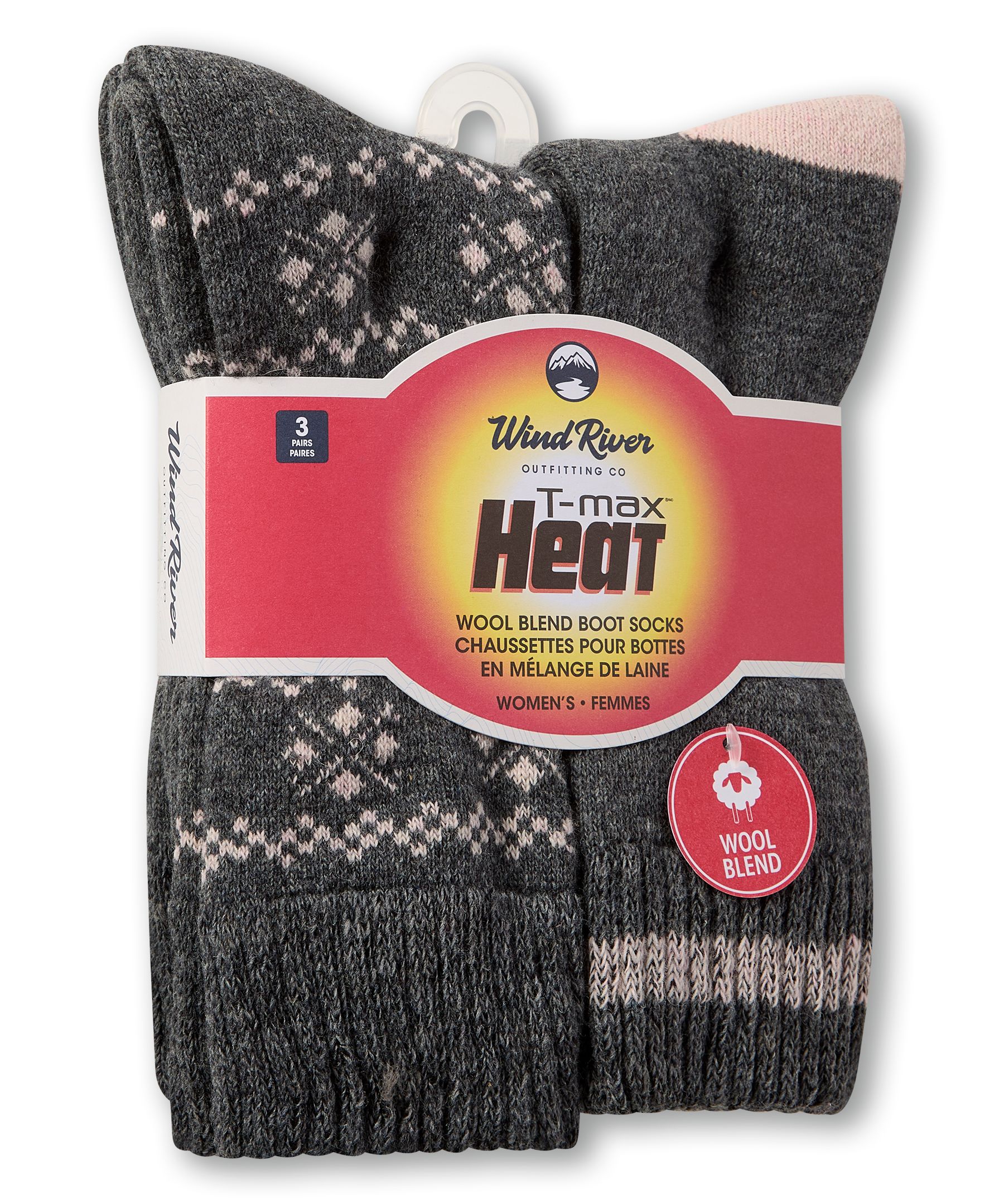 Chaussettes T-Max en mélange de laine pour femmes, WindRiver, paquet de 3&nbsp;paires