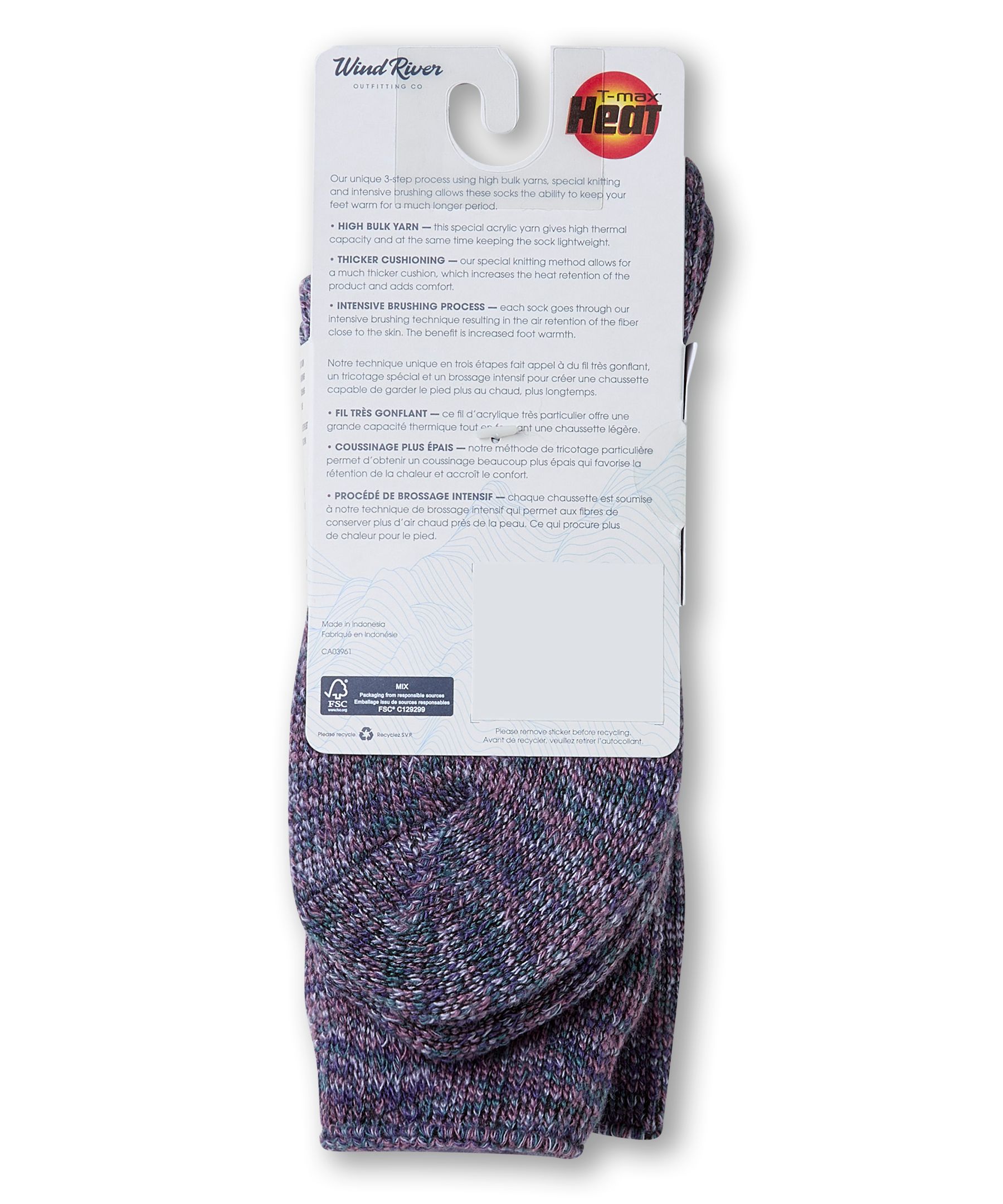 WindRiver Women's T-Max Heat Four Colour Twist Socks