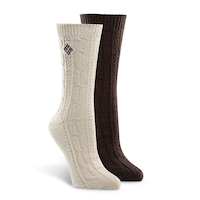 Columbia Women's 2 pk Super Soft Micro Poly Cable Socks Front_Angled_Right