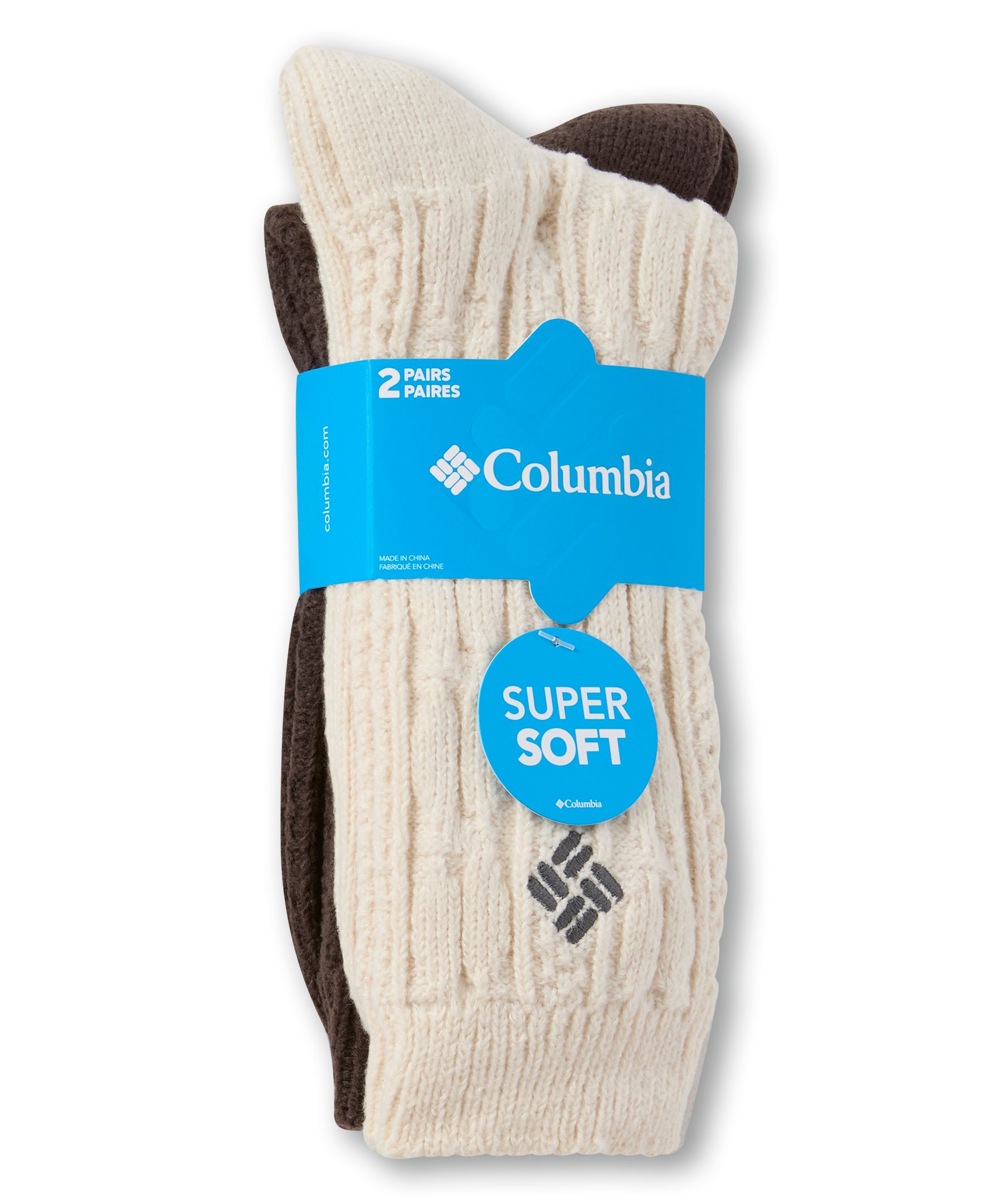 Chaussettes torsadées en micro-polyester ultradoux pour femmes, Columbia, paquet de 2&nbsp;paires