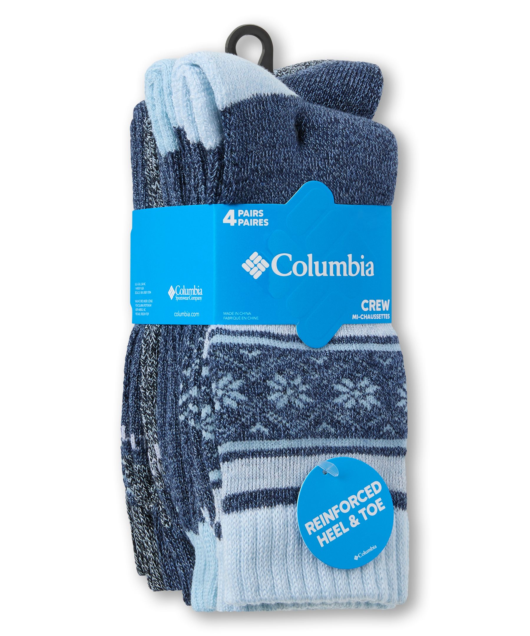 Mi-chaussettes à contrôle de l'humidité pour femmes, Columbia, paquet de 4&nbsp;paires