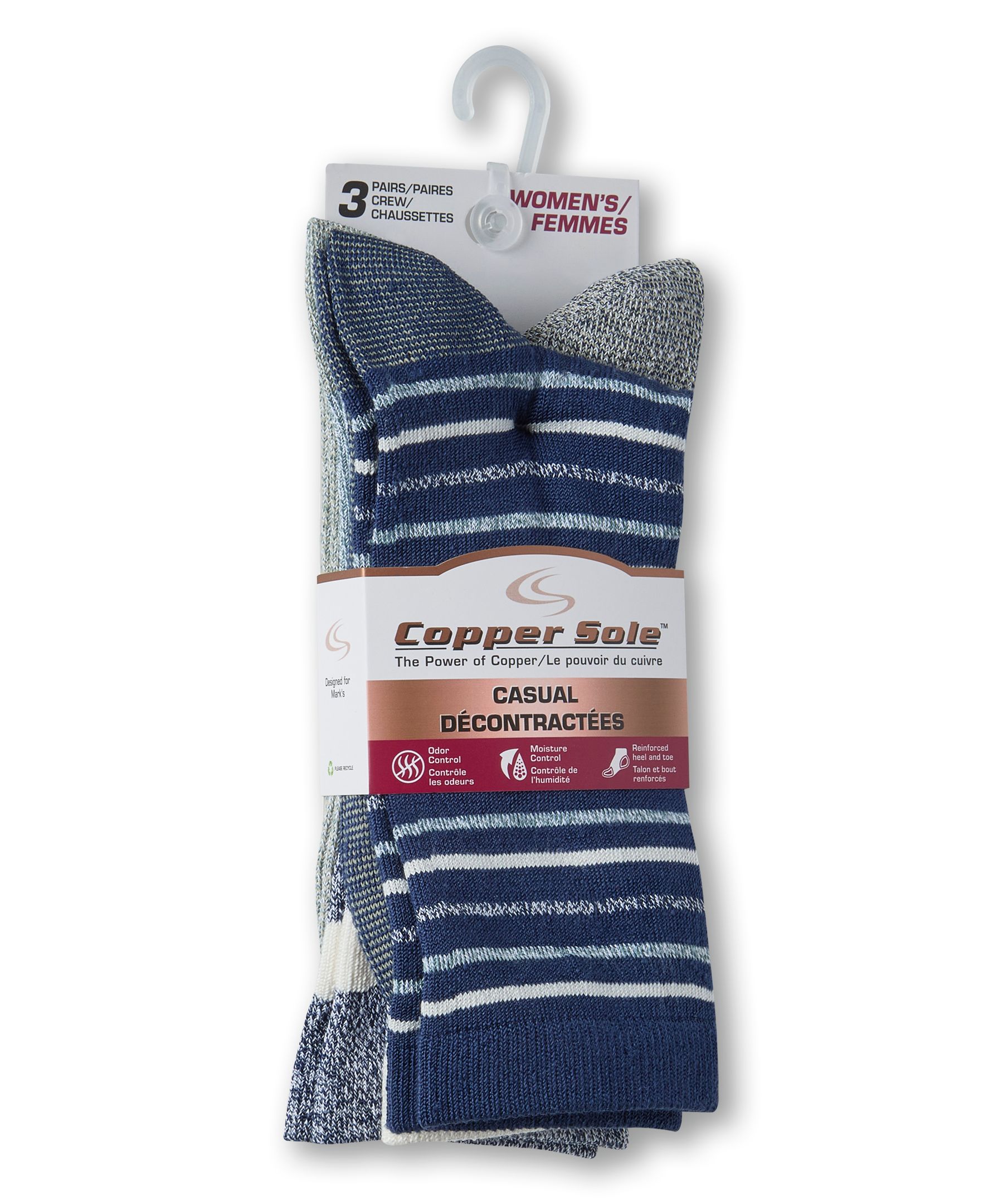 Copper Sole Women's 3 pk Casual Socks
