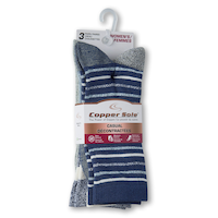 Copper Sole Women's 3 pk Casual Socks Front_Angled_Right