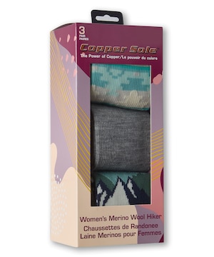 Boîte cadeau de chaussettes en laine mérinos pour femmes, Copper Sole, paquet de 3 paires