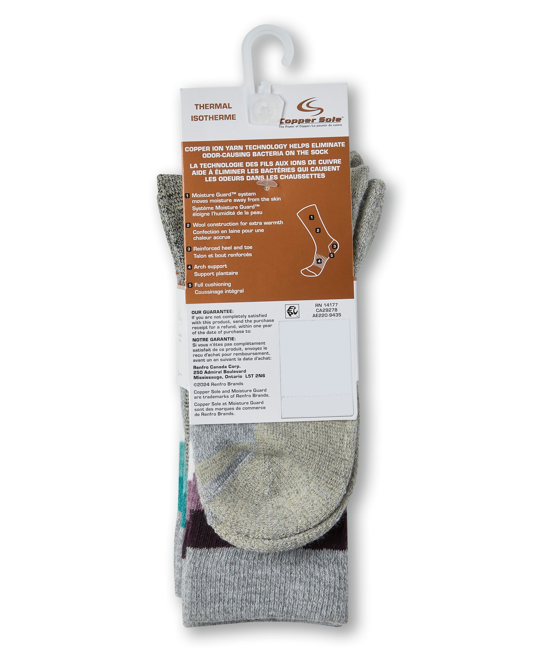 Chaussettes isothermes pour femmes, Copper Sole, paquet de 3&nbsp;paires