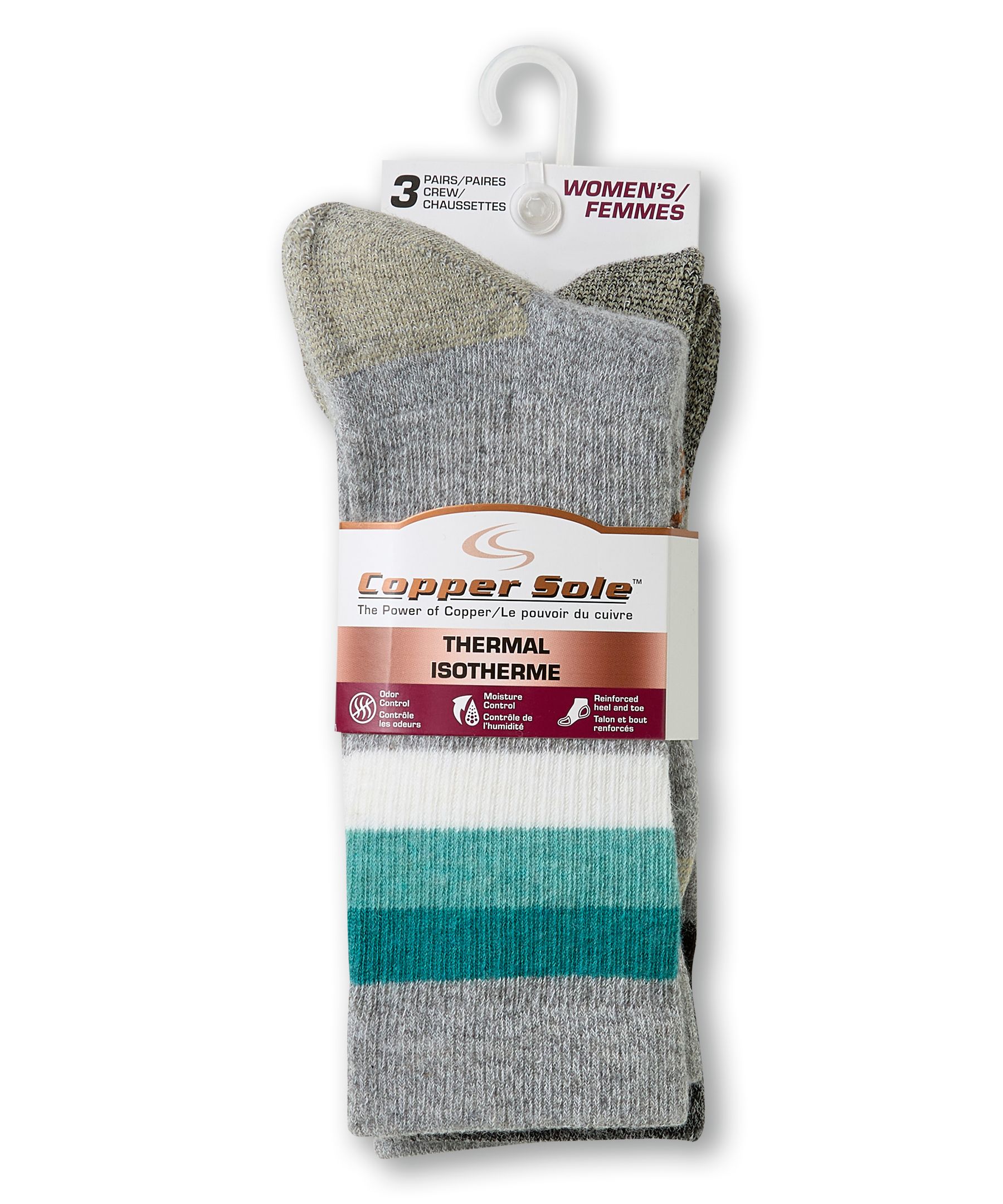 Copper Sole Women's 3 pk Thermal Socks