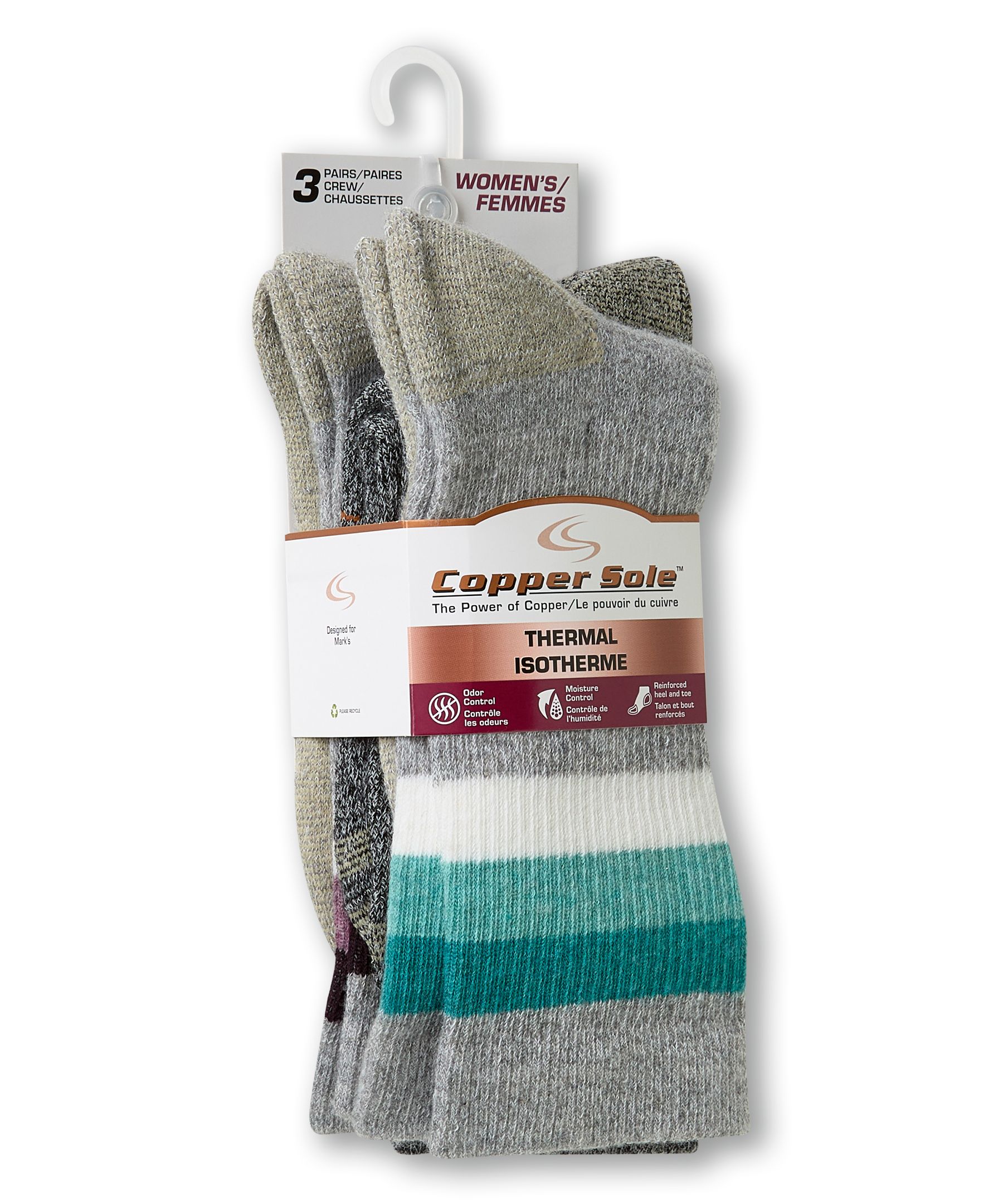 Copper Sole Women's 3 pk Thermal Socks