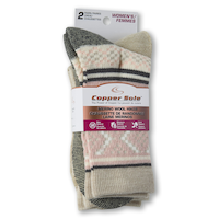 Copper Sole Women's 2 pk Merino Wool Socks Front_Angled_Right