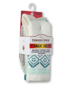 Chaussettes isothermes T-Max pour femmes, Copper Sole, paquet de 2 paires