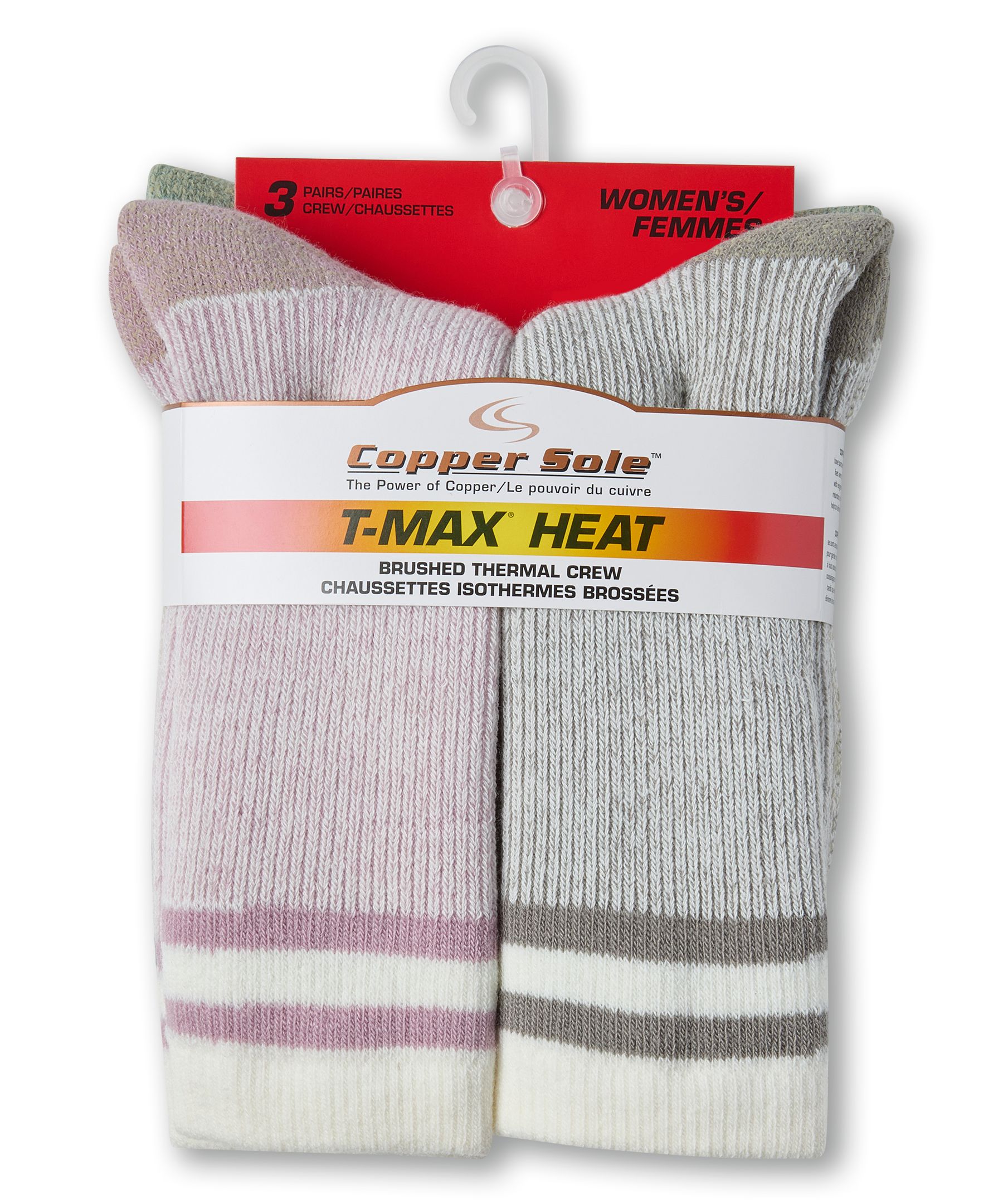 Copper Sole Women's 3 pk T-Max Brushed Thermal Socks