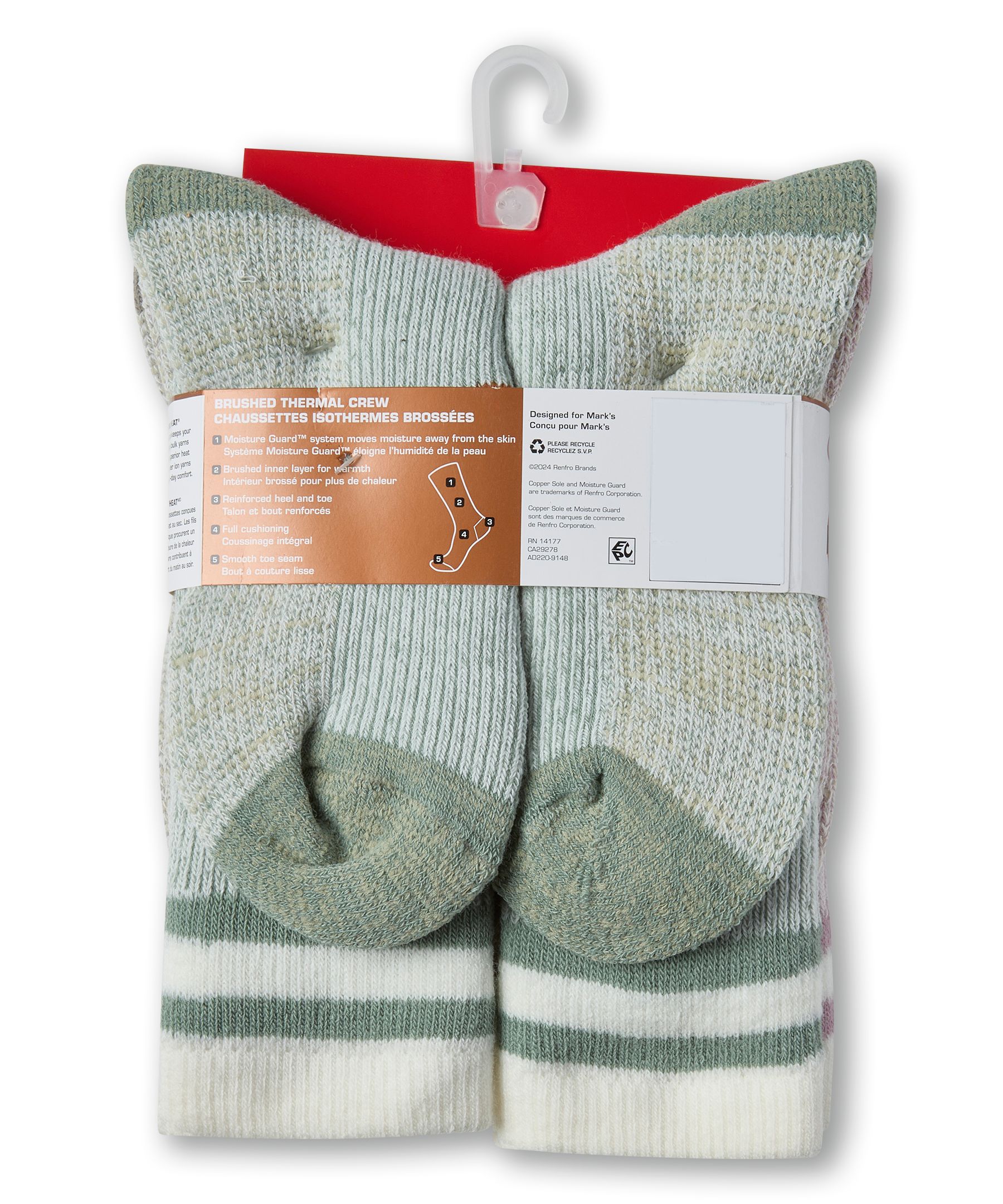 Copper Sole Women's 3 pk T-Max Brushed Thermal Socks