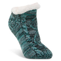 Denver Hayes Women's Chunky Cable Knit Bootie Socks Front_Angled_Right
