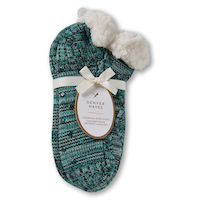 Chaussons épais en tricot à point de torsade pour femmes, Denver Hayes Front_Flat