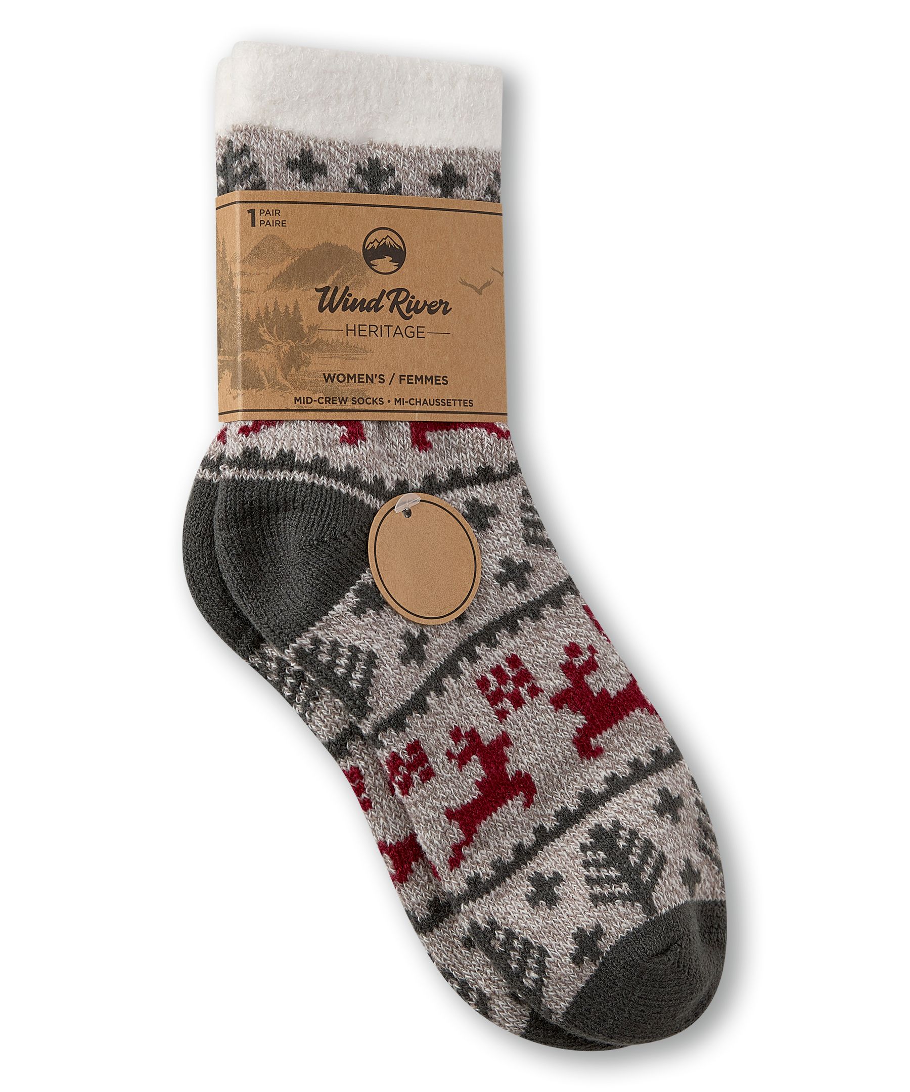 Chaussettes à imprimé de renne pour femmes, Heritage, WindRiver