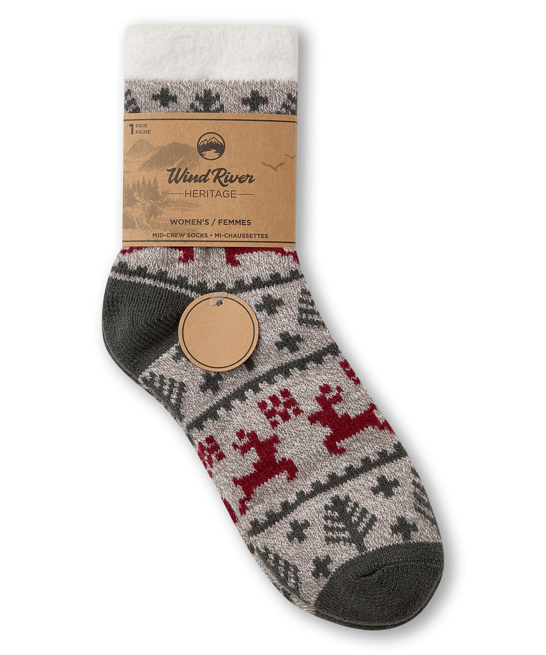 Chaussettes à imprimé de renne pour femmes, Heritage, WindRiver
