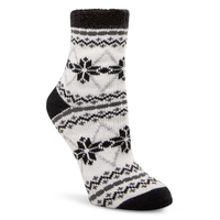 WindRiver Women's Heritage Snowflake Print Socks Front_Angled_Right