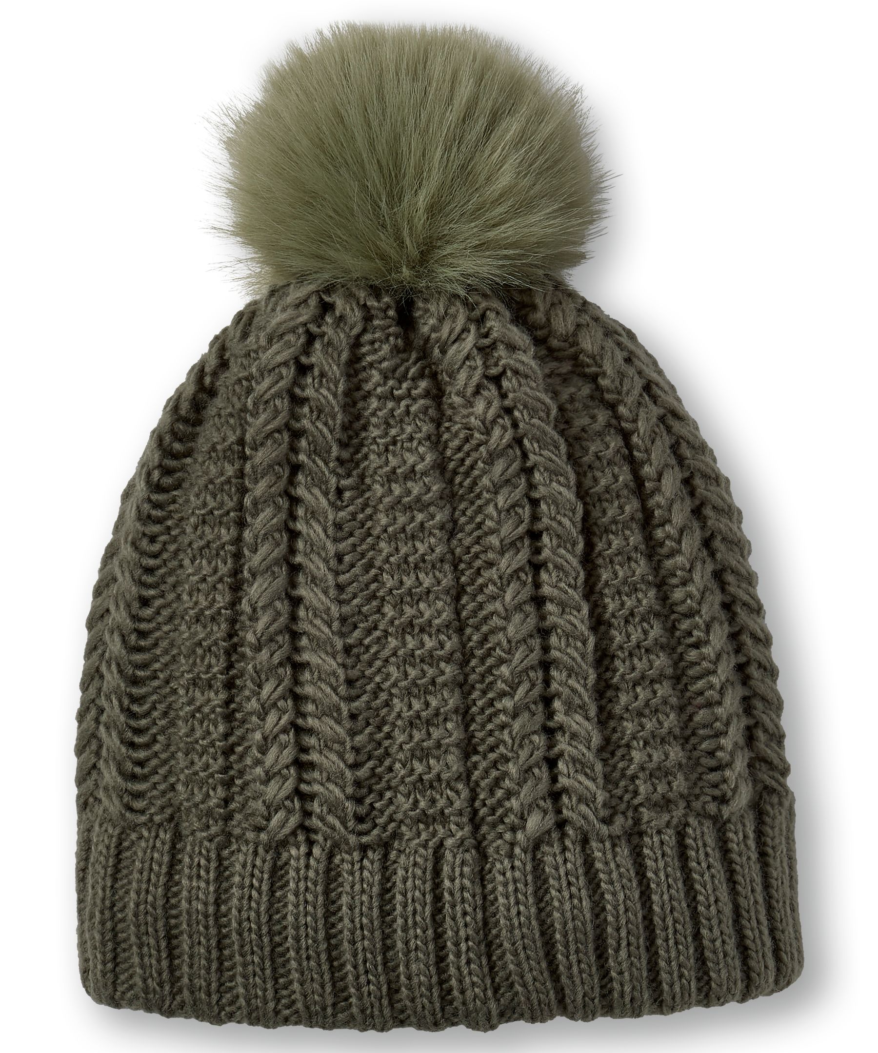 Tuque en maille torsadée avec pompon pour femmes