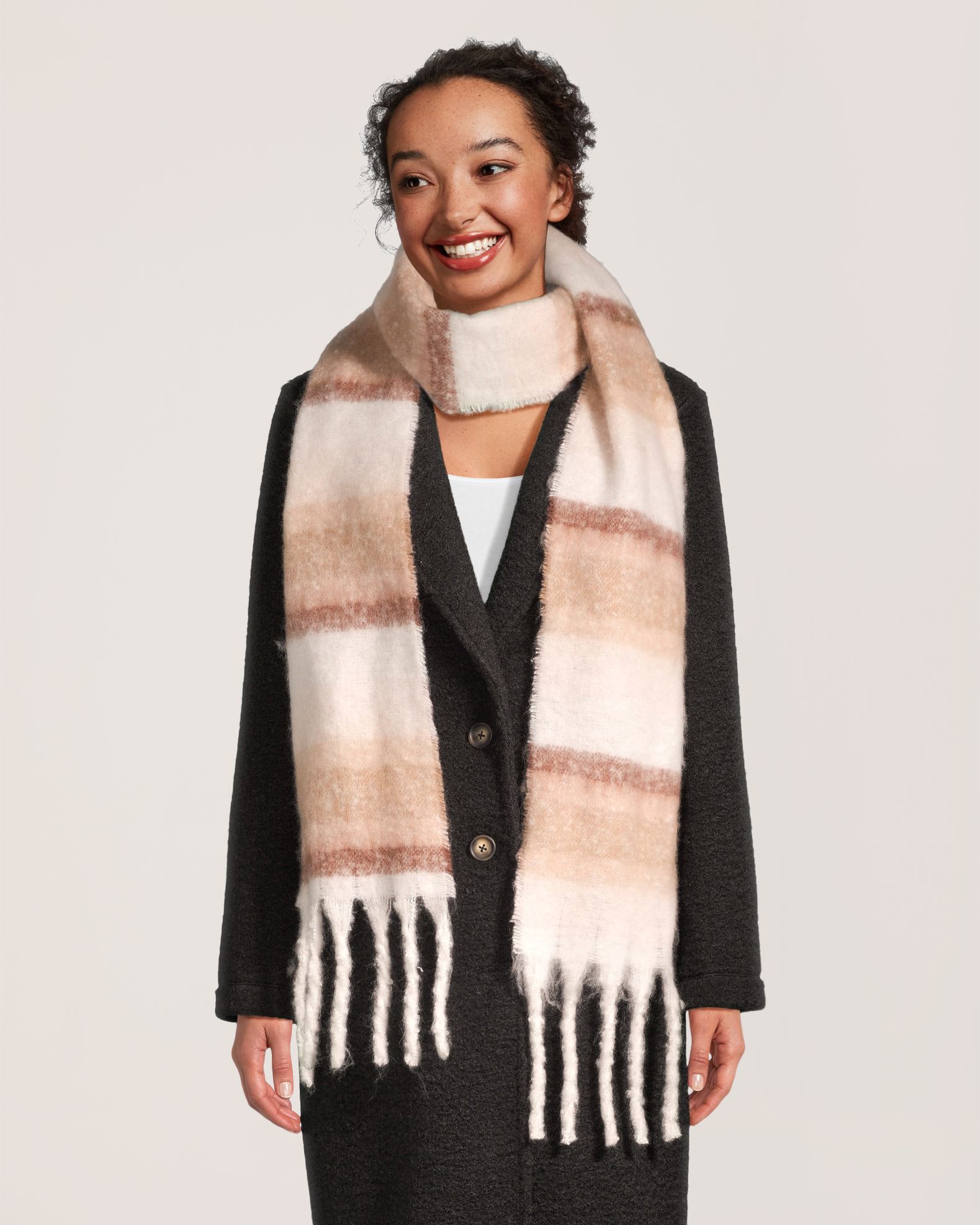 Denver Hayes Women's Cozy Striped Scarf Front_Flat