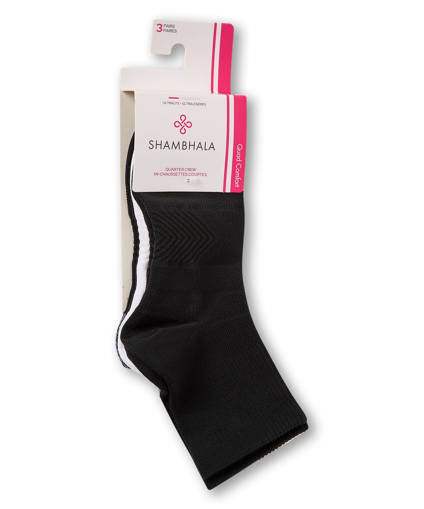 Shambhala Women's 3PK Sport Performance Nylon Quarter Cut Socks