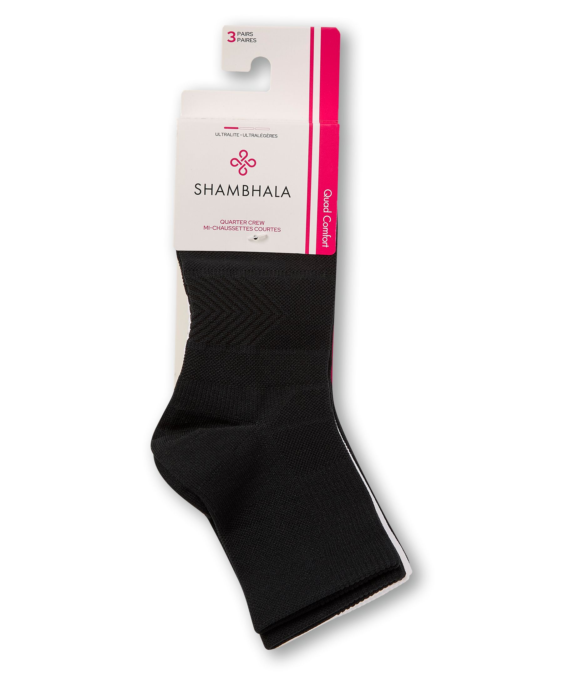 Shambhala Women's 3PK Sport Performance Nylon Quarter Cut Socks