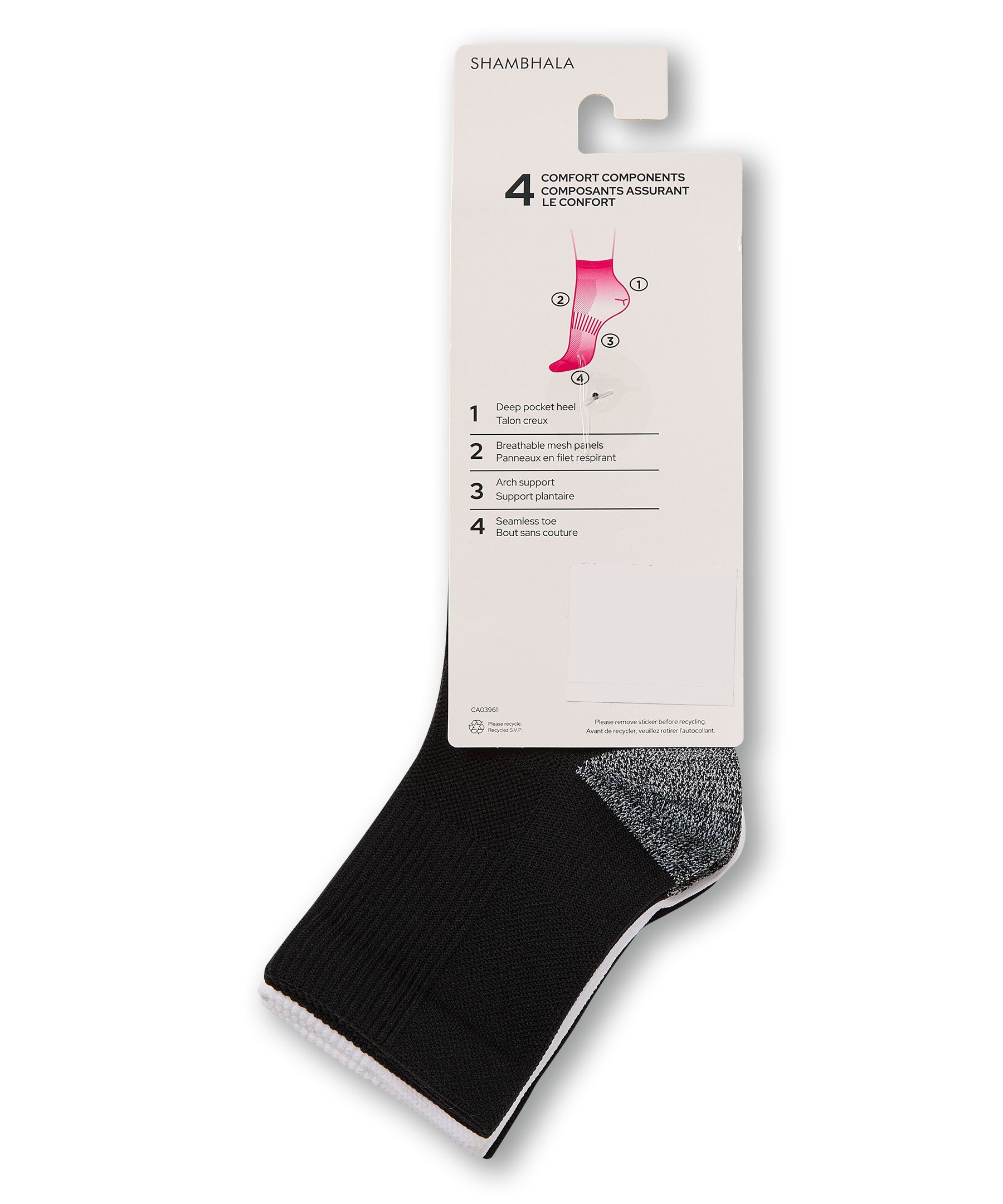 Shambhala Women's 3PK Sport Performance Nylon Quarter Cut Socks