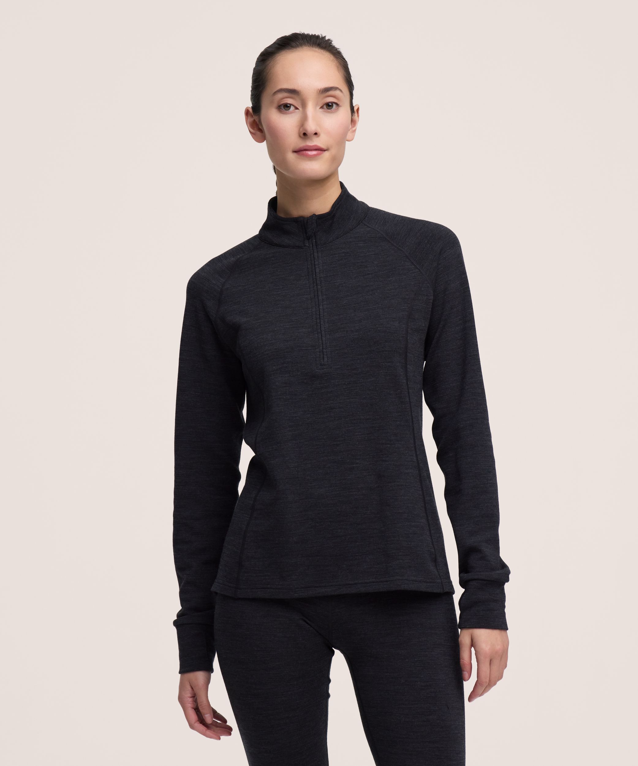 WindRiver Women's T-Max Merino Wool Blend Mock Neck Zip Top
