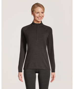 WindRiver Women's T-Max Merino Wool Blend Mock Neck Zip Top