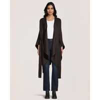 Denver Hayes Women's Solid Ruana With Self-Tie Belt Front_Flat