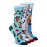 Boîte cadeau de chaussettes fantaisie pour femmes, Denver Hayes, paquet de quatre paires Front_Angled_Right