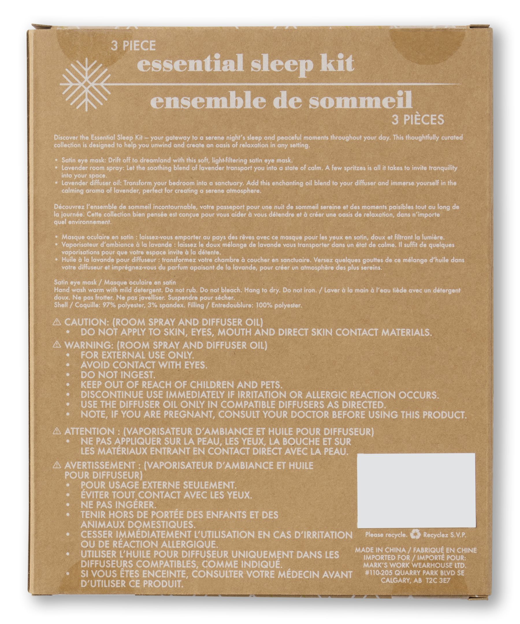 Ensemble essentiel de sommeil de Denver Hayes, 3&nbsp;pièces Back_Flat