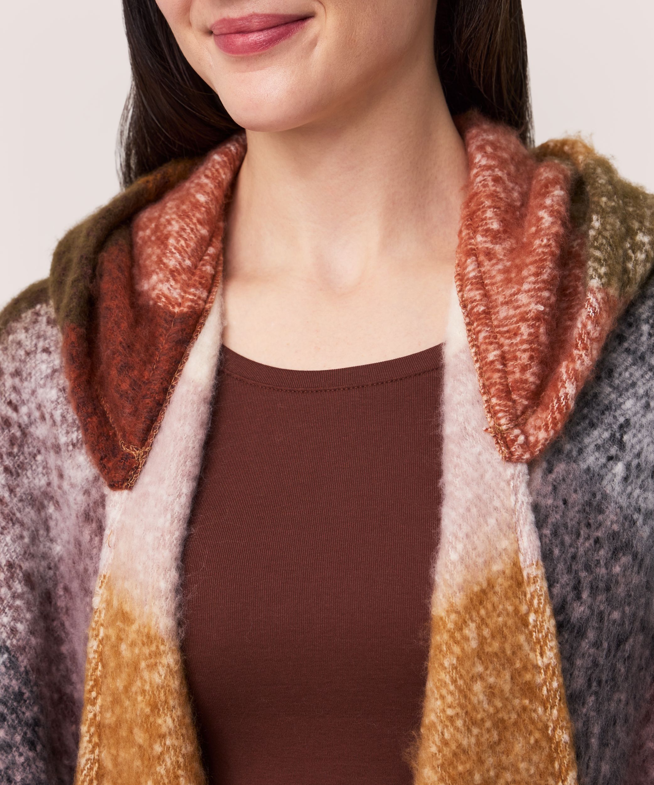 Denver Hayes Women's Hooded Shawl Ruana With Pockets