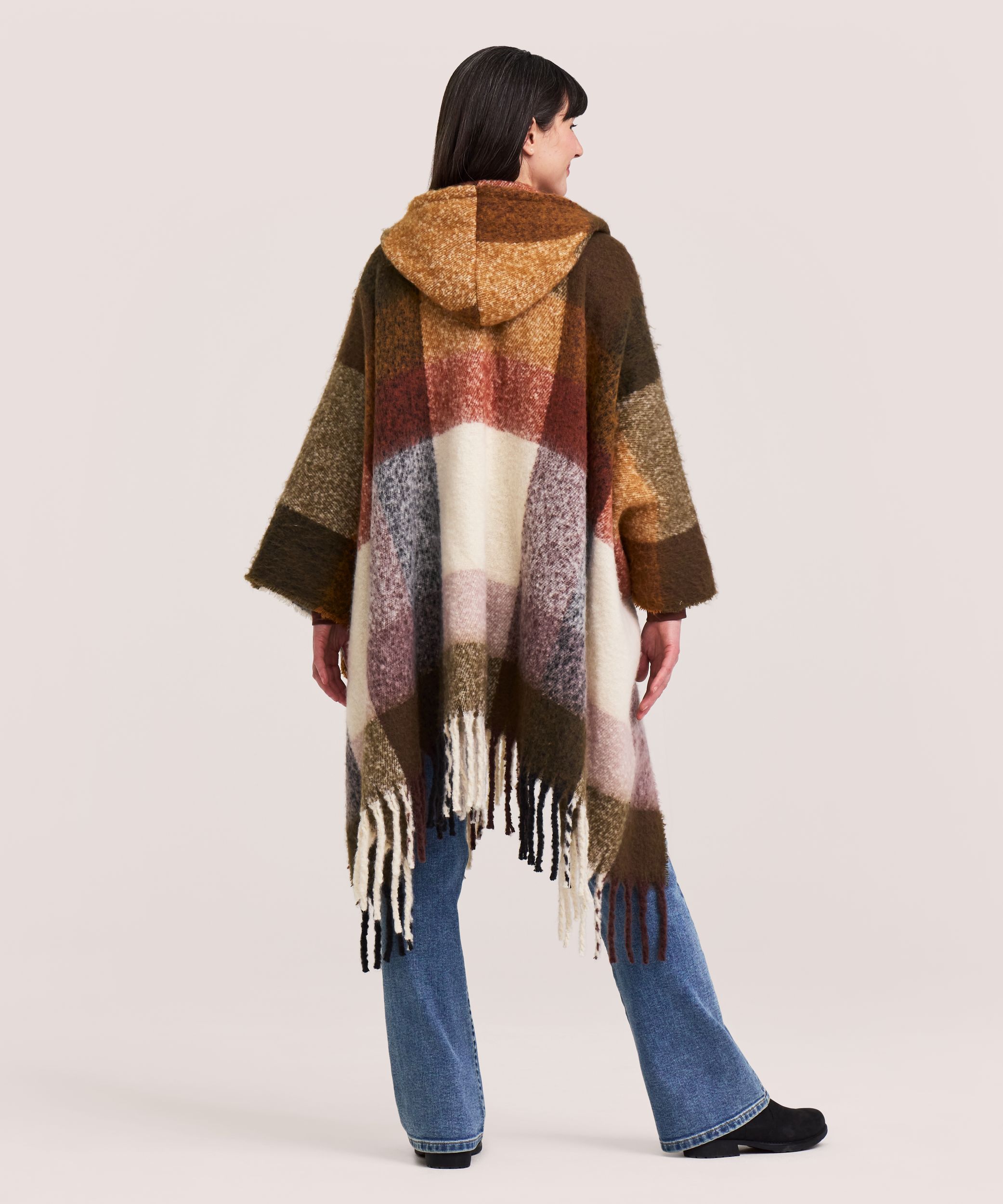 Denver Hayes Women's Hooded Shawl Ruana With Pockets